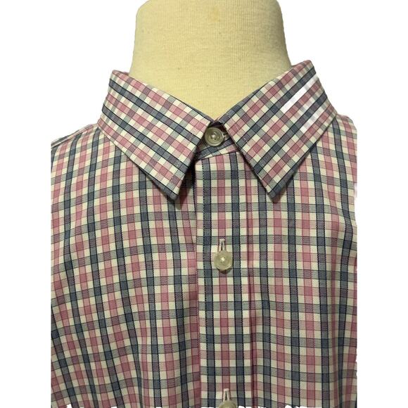 UNTUCKit Shirt Adult Large Wrinkle Free Casual White Blue Pink Plaid Mens - Picture 2 of 6
